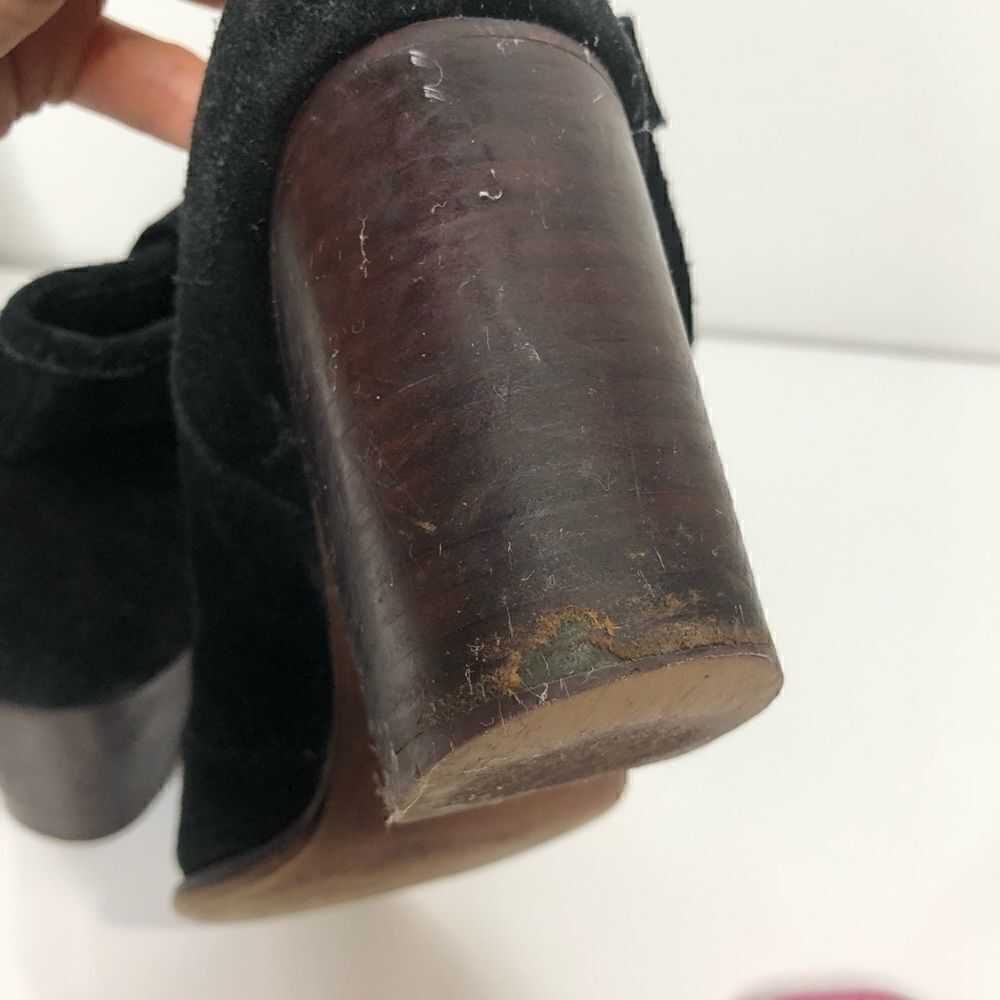Splendid Black Suede Heeled Ankle Booties Boots - Picture 10 of 10